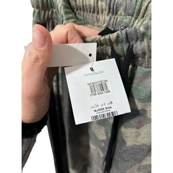 Topshop Camouflage Elastic Waist Drawstring Pull On Jogger Pants Green Sz 4 NWT - Picture 7 of 11